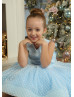 Sky Blue Dotted Sparkly Flower Girl Dress